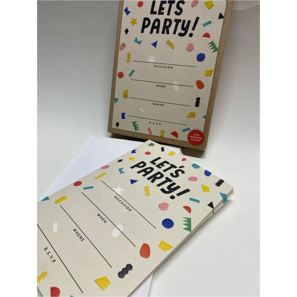 * Hallmark Let's Party 20 Invitation Cards - Multicolor Confetti on Cream